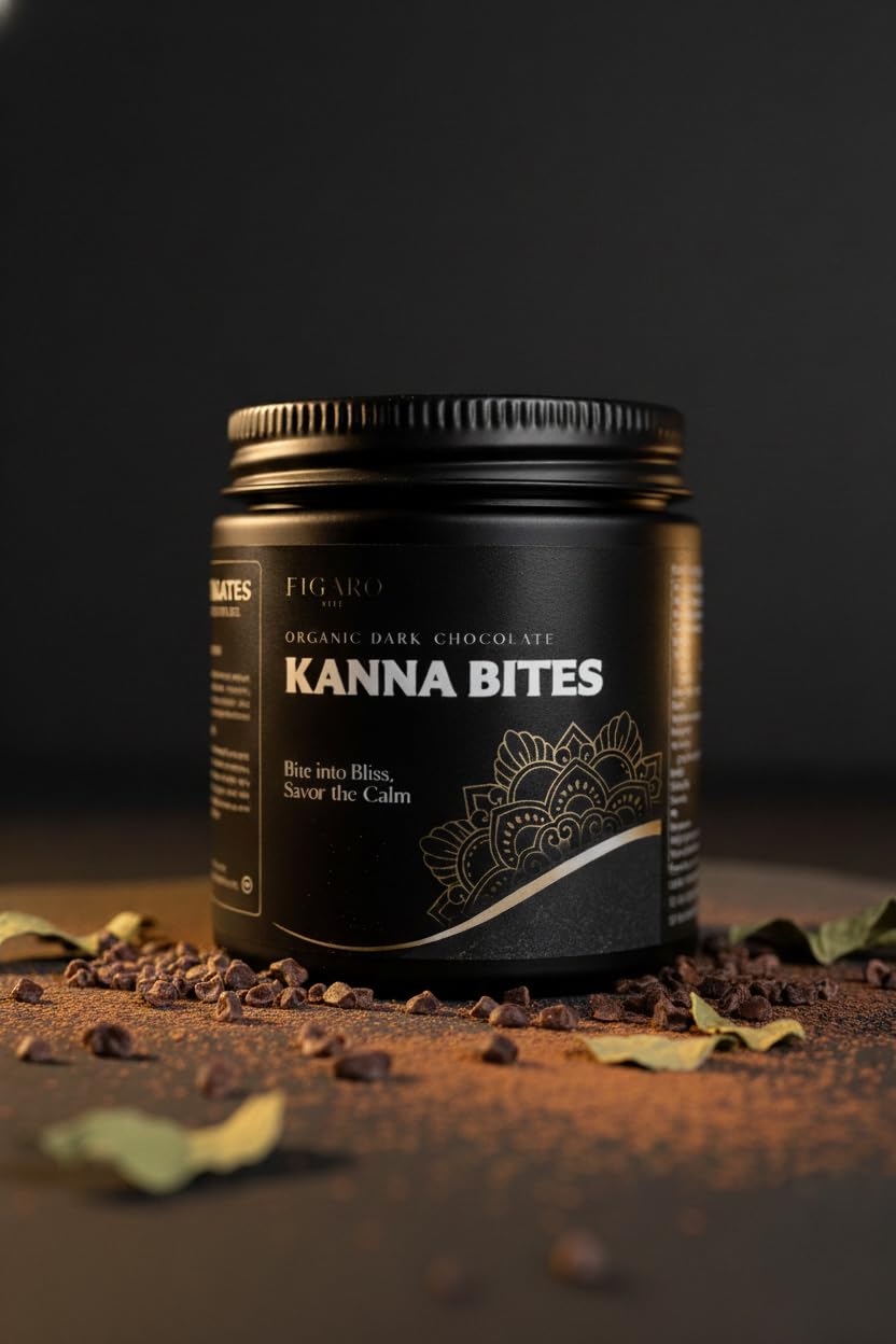 Kanna Bites – Plant-Based Mood Boosting Organic Dark Chocolates | Functional Vegan Snack for Calm, Clarity & Connection | Natural Stress Relief with Kanna | 20 Bites