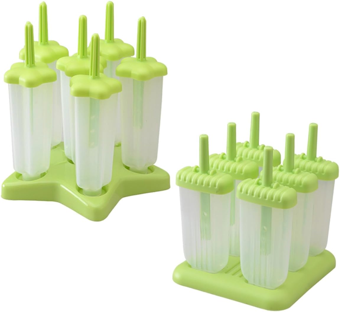 2pcs Plastic DIY Ice Pop Mold with Handle, 6 Grid PP Reusable Maker