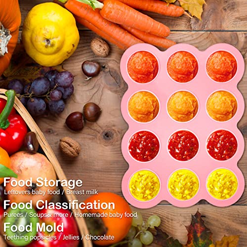 3 Pcs Baby Food Storage Container 12 Cup Silicone Baby Food Freezer Tray With Lid Stackable Reusable Silicone Baby Food Freezer Storage Tray For Food Vegetable Fruit Puree And Breast Milk (Pink) #TOP2