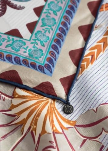 CODELLO Fashion Premium Seidentuch mit Palmen-Motiven, Blau-Mehrfarbig
