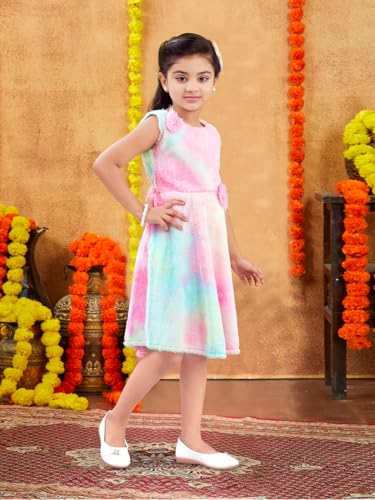 Image of Aarika Girls Multi Colour Tie & Dye Winter Woolen Frock