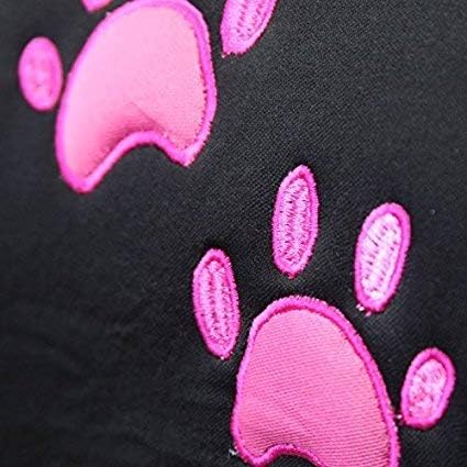 Yupbizauto New 12 Pieces Pink Flat Cloth Front and Rear Car Seat Covers with Embroidery Pink Paws Headrest Covers for Women