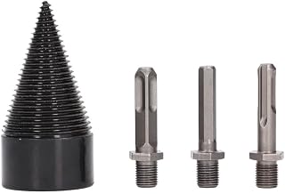 Wood Splitter Drill Bit Set, Carbon Steel Firewood Log Splitter Bit with Hex Square Round Shanks for Electric Drills(45MM)