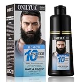 Beard Dye For Men, 10-Minute Instant Gray Coverage, 3 in 1 Black Mens Beard & Mustache Dye Shampoo with 4-6 Weeks Lasting Color, Nourishing with Argan Oil & Noni Fruit, No-Mess Application 6.76 Fl Oz