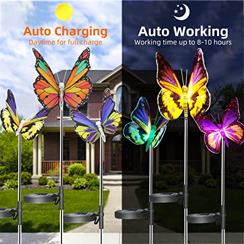 Outdoor Solar Garden Lights,3 Pack Solar Butterfly Decorative Lights, Ip67 Waterproof Color Changing Led Solar Outdoor Lights,Solar Powered Stake Lights For Garden Patio Yard Lawn Pathway Decoration #TOP2