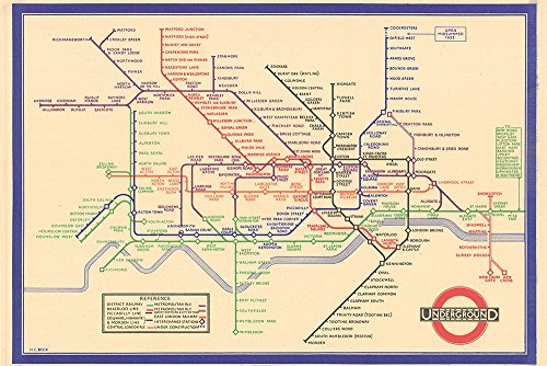 Mapa de Londres de 1933 impreso en papel mate de alta calidad con marco negro elegante 2