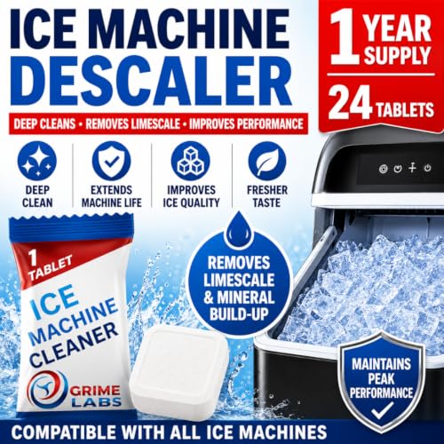 Image of Ice Machine Cleaner Tablets Descaler - 24 Pack (1 Year Supply) - Nickel-Safe, Removes Mold & Improves Taste - Compatible with Countertop & Nugget Ice Makers