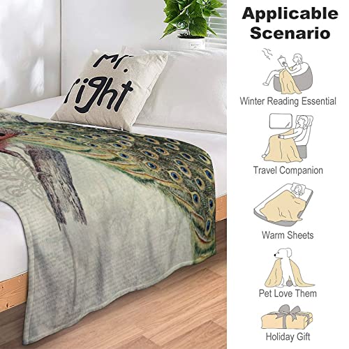 Couverture de ferme paon plaid doux anti-électricité statique lit canapé - 7