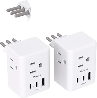 Italy Travel Plug Adapter, Italy Travel Essentials, Type L Adapter for Italy, San Marino, Vatican City, European Plug Adapter with 3 Electrical Outlets and 3 USB Charger Ports