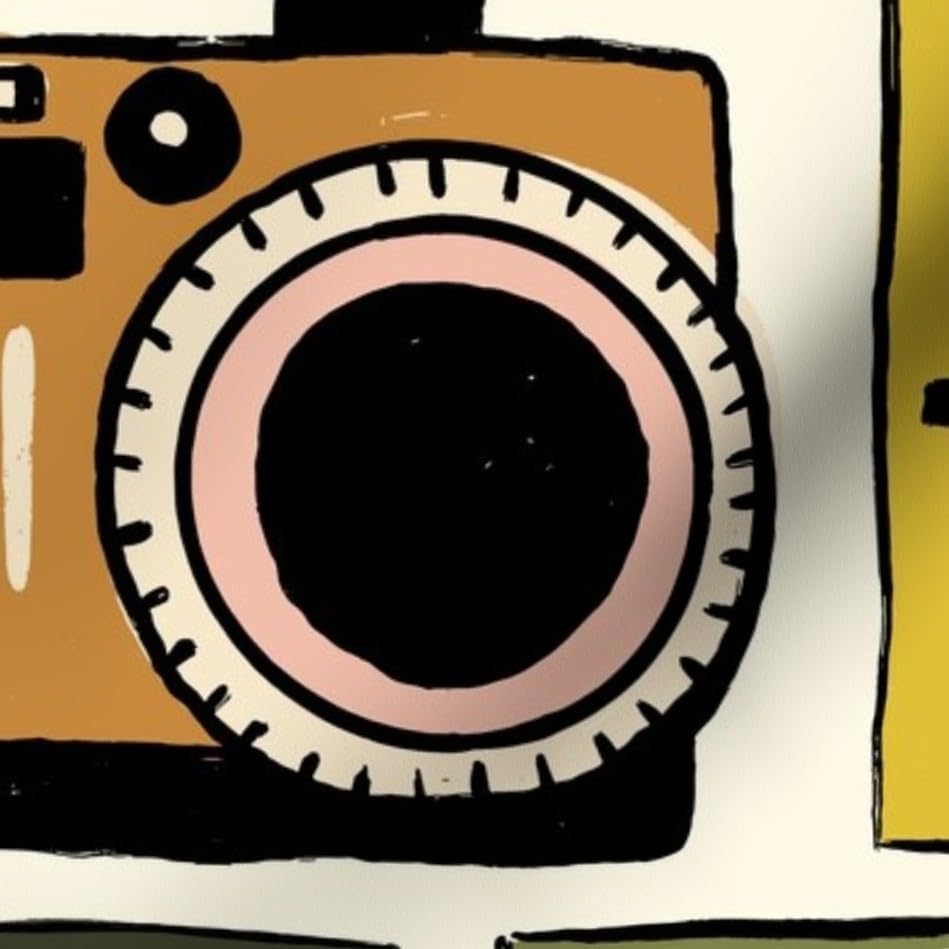 Miniatura 6 de Spoonflower Tela - Cinta de cassette Cámaras retro Fotografía Analógica Música Vintage Impreso en Pétalos Tela de Algodón Fat Quarter - Costura