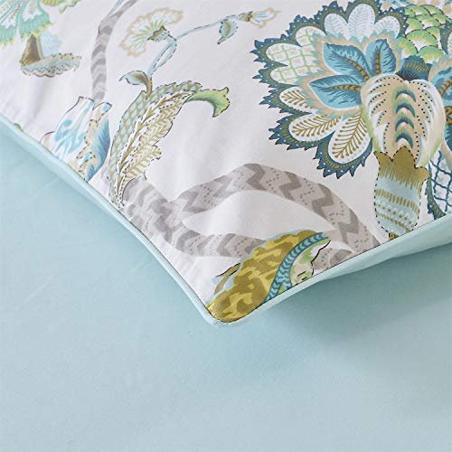 Softta Luxury European Floral Leaves Bedding Green Queen 3 Pcs Baroque Duvet Cover Set 100% Egyptian Cotton 800 Thread Count Blue Yellow Super Soft #TOP3