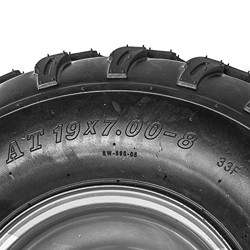 TDPRO Pack of 2 ATV Tires and Rims 19x7-8 Tubeless 4PR Ply Wheels for Go Kart Quad Bike 4 Four Wheelers