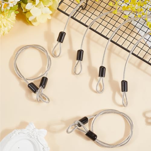 GORGECRAFT 6PCS Safety Cable Lock 50cm Stainless Steel Wire Heavy Duty 4mm Dia Coated Braided Security Multifunctional Wire Ropes with Double Loop for Luggage Bicycles Outdoor Gate Doors Fences Lock - Image 4
