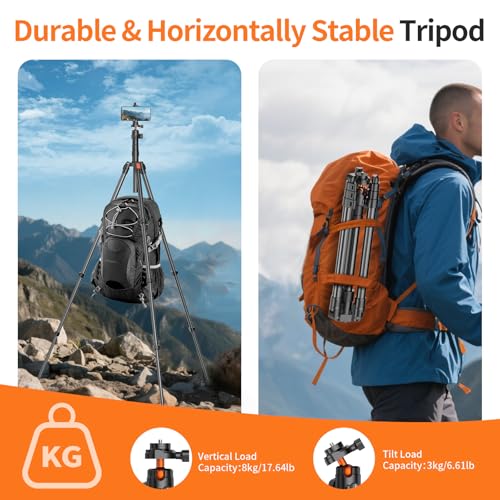 XXZU 71" Camera Tripod, Tripod for Camera Phone with 360°Ball Head and Smartphone Holder, DSLR Tripod Stand, Travel for Phone/DSLR/SLR/Projector, Max Load 8kg/17.64lb, 71in+Quick-Release Plate by XXZU - Image 6