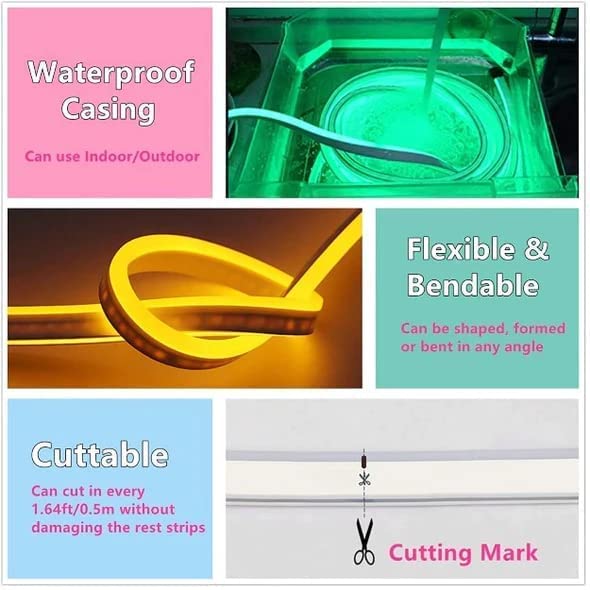 Image of DOJI 5 Meter neon Light Strip | Waterproof led Strip Lights for Decoration | neon Strip Light for Customized Name | Rope Light for Indoor, Outdoor, Gaming Room, Tv (Amber)