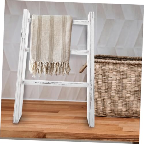 Porte-serviettes gain de place échelle décorative bois blanc