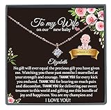 Personalized Push Present for Wife, Necklace with Meaningful Message, 14K Gold Filled or 925 Sterling Silver (Personalized CZ Diamond Necklace)