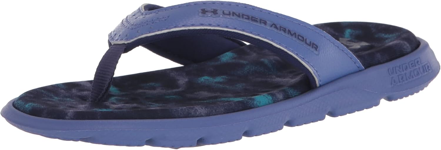 Under Armour Girls Ignite Marbella Graphic Flip Flop, (400) Baja Blue/Baja Blue/Sonar Blue, 3 Little Kid