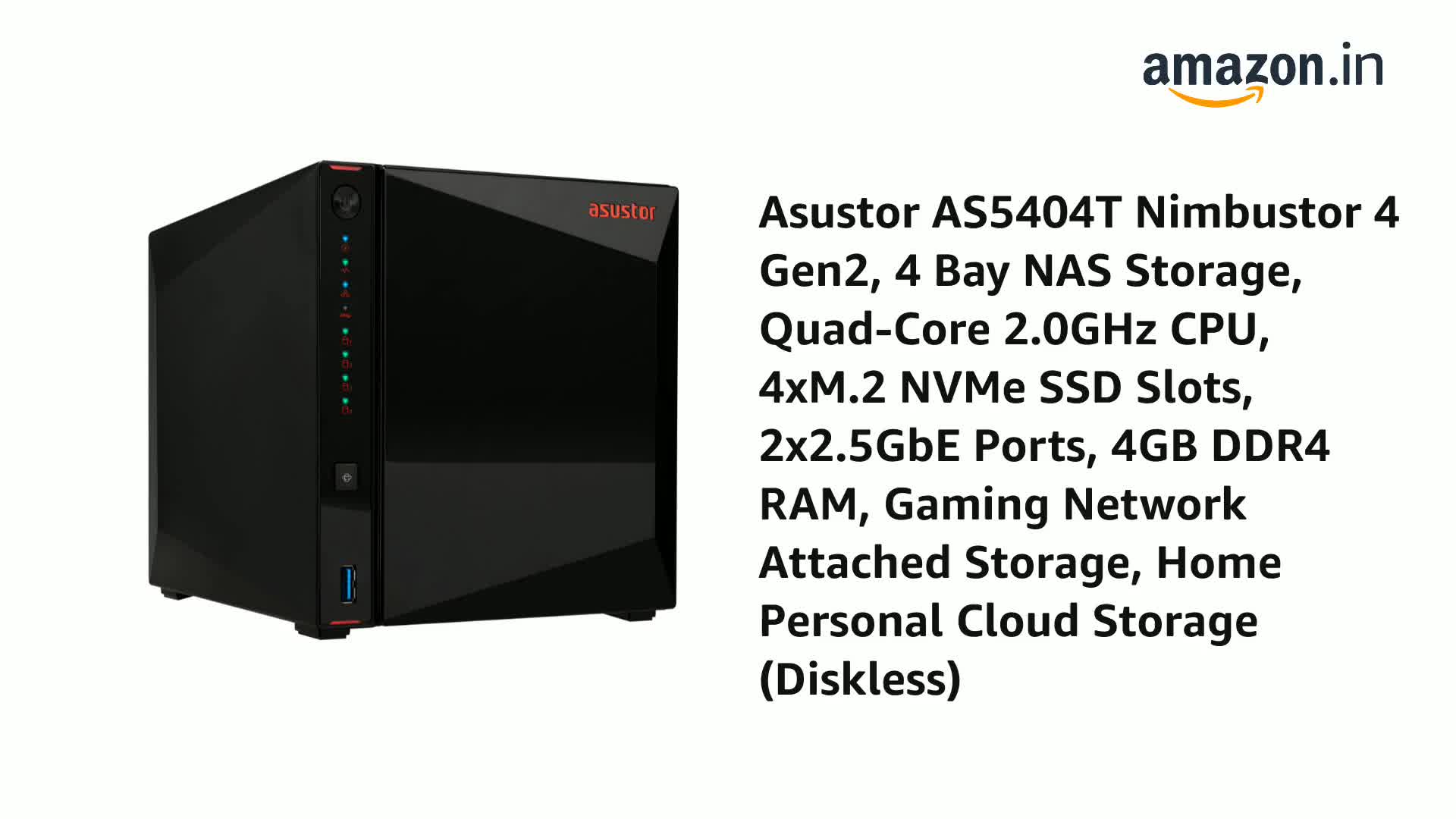 i*1様 ASUSTOR AS5404T 64GB RAM NAS 2+12TB Asustor AS5404T Nimbustor 4 Gen2, 4 Bay NAS Storage, Quad-Core 2.0