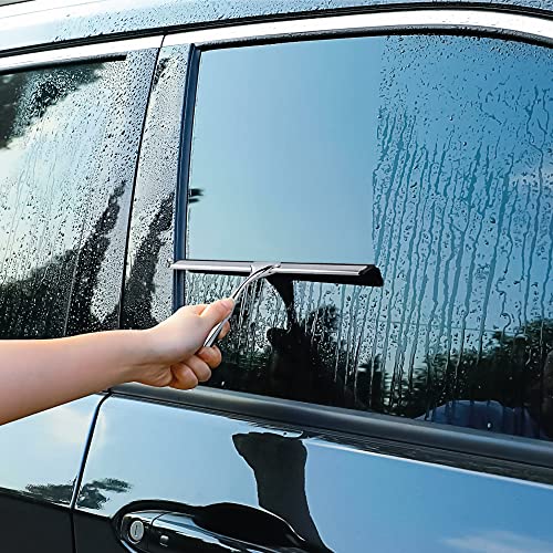 Dsv Standard All-Purpose Shower Squeegee For Shower Doors, Bathroom, And Car Windshield - Stainless Steel Window Cleaner Tool With Adhesive Hook - 10 Inch, Silver #TOP4