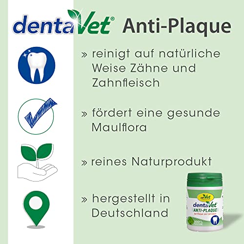 dentaVet Anti-Plaque Pulver 50g für Hunde und Katzen - Natürliche Zahnpflege & Zahnreiniger gegen Zahnbelag