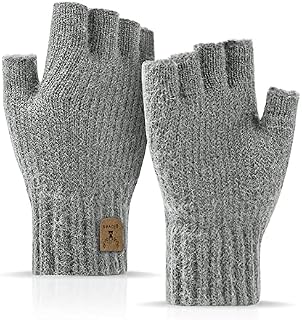 Fingerless Gloves Half Finger Gloves Winter Warm Knitted Gloves Working Running Biking Driving for Men and Women