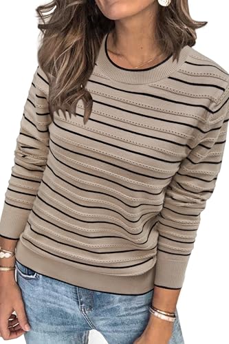 Image of Arach&Cloz Women's Soft Knit Sweater Fall Dressy Casual Pullover Tops