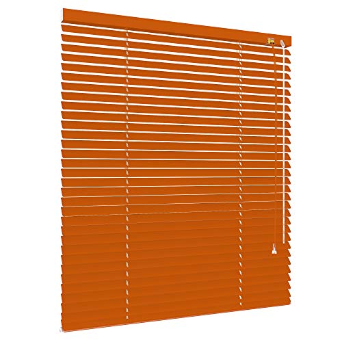 Klemmfix Alu Jalousie ohne Bohren - viele Größen und Farben - Aluminium Lamellen - Klemmträger Montage Fenster Tür - Rollo Faltrollo Sonnenschutz Jalousette (Größe 100 x 130 cm, Farbe Terrakotta) Cover