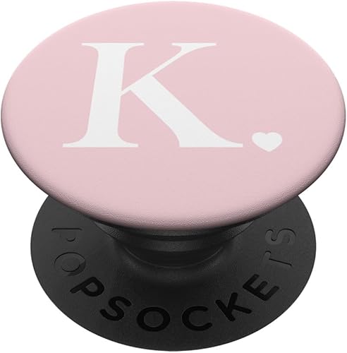 PopSockets - Agarre y soporte para teléfonos y tabletas, diseño de letra K, color rosa claro y blanco