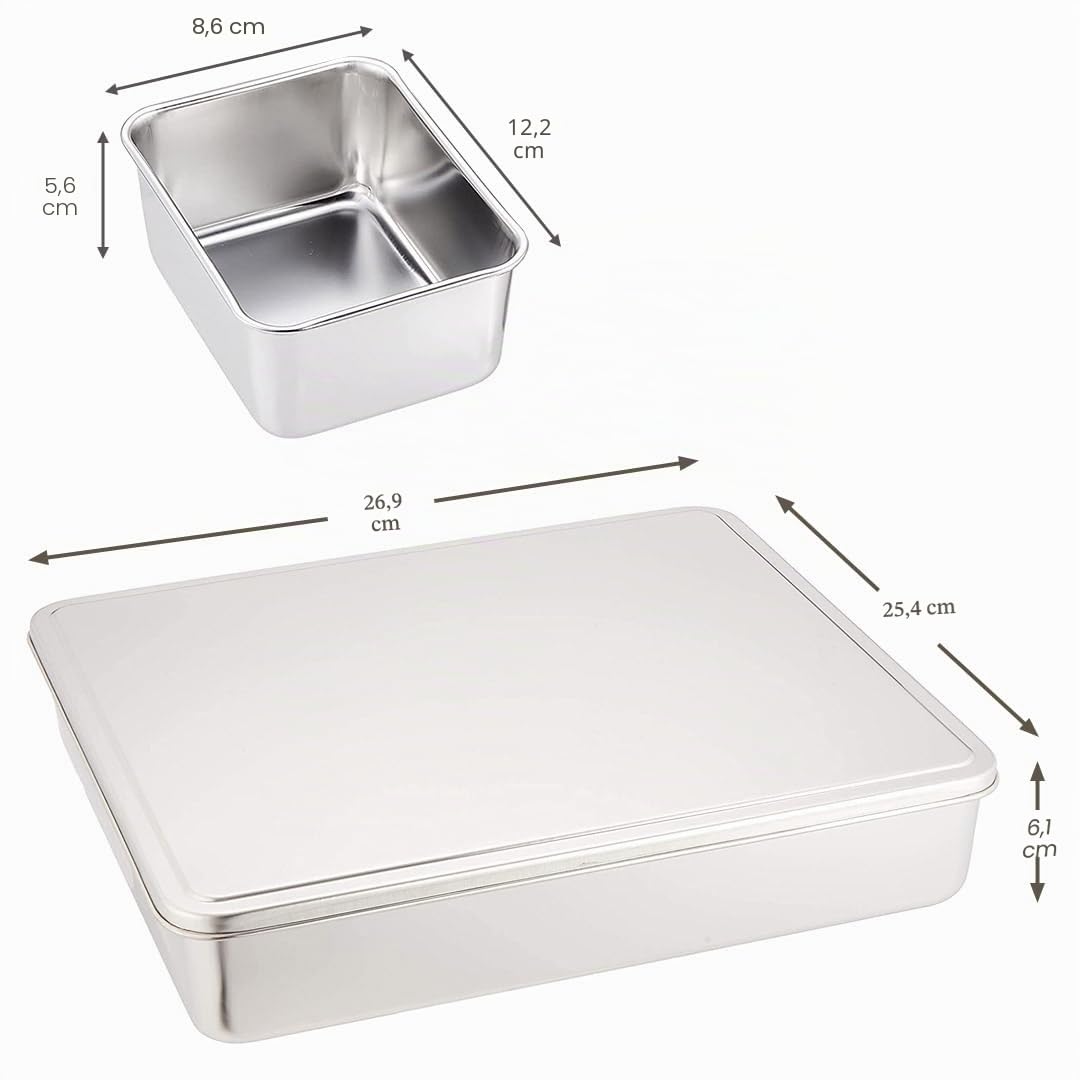 TIKUSAN Contenedor de Especias de Acero Inoxidable Yakumi Sartén Caja de Almacenamiento de Especias Bandeja con Tapa Tamaño R Fabricado en Japón (6 Contenedores)