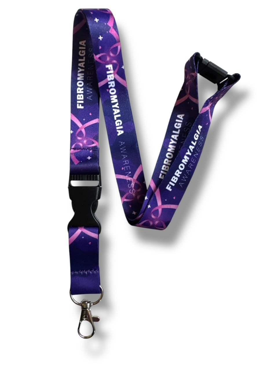 Pac Supplies Global Unisex Purple Fibromyalgia Awareness Lanyard,
