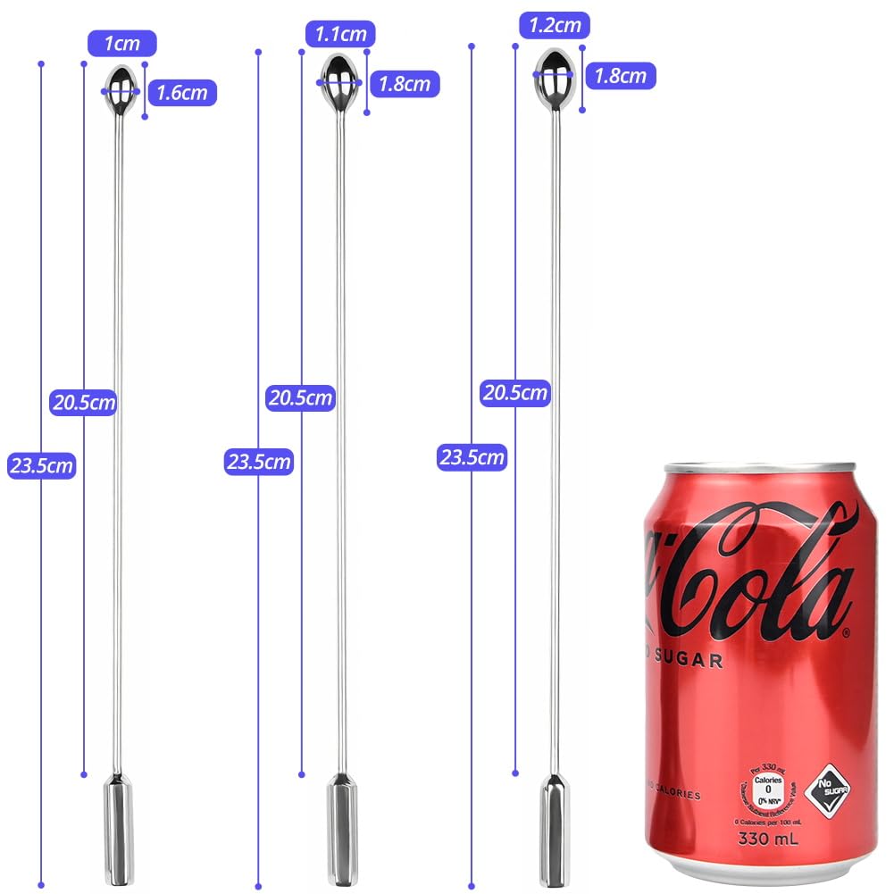 Set Uretrale in Acciaio Inox, Dilatatori Metallici, Plug Penieno per Stimolazione Uretrale, Massaggio Prostatico e Piacere Maschile, Masturbazione Maschile, Giocattoli Sessuali Uomini (Ø:1+1.1+1.2cm)