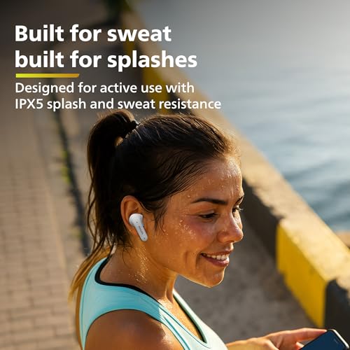 Image of Philips TAT1269 Bluetooth Truly Wireless in Ear Earbuds with mic, 13mm Drivers, BT 5.4, 40H Playtime, IPX5, Fast Charging, Touch Controls, Voice Assistant, Mono Mode, LED Indicator (Bright White)