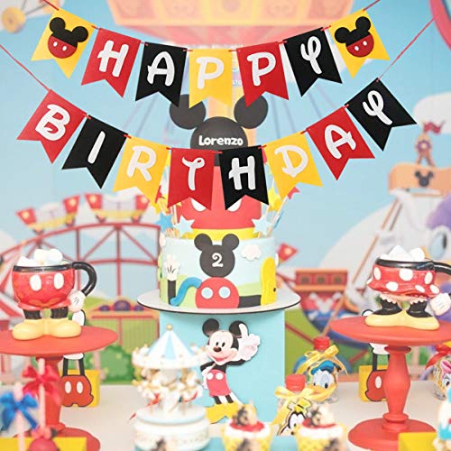 Mickey Happy Birthday Banner For Mouse，Kid's Birthday Party Decorations #TOP4