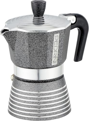 Pedrini Infinity Caffettiera Alluminio 3 tazze, glitterata colore antracite