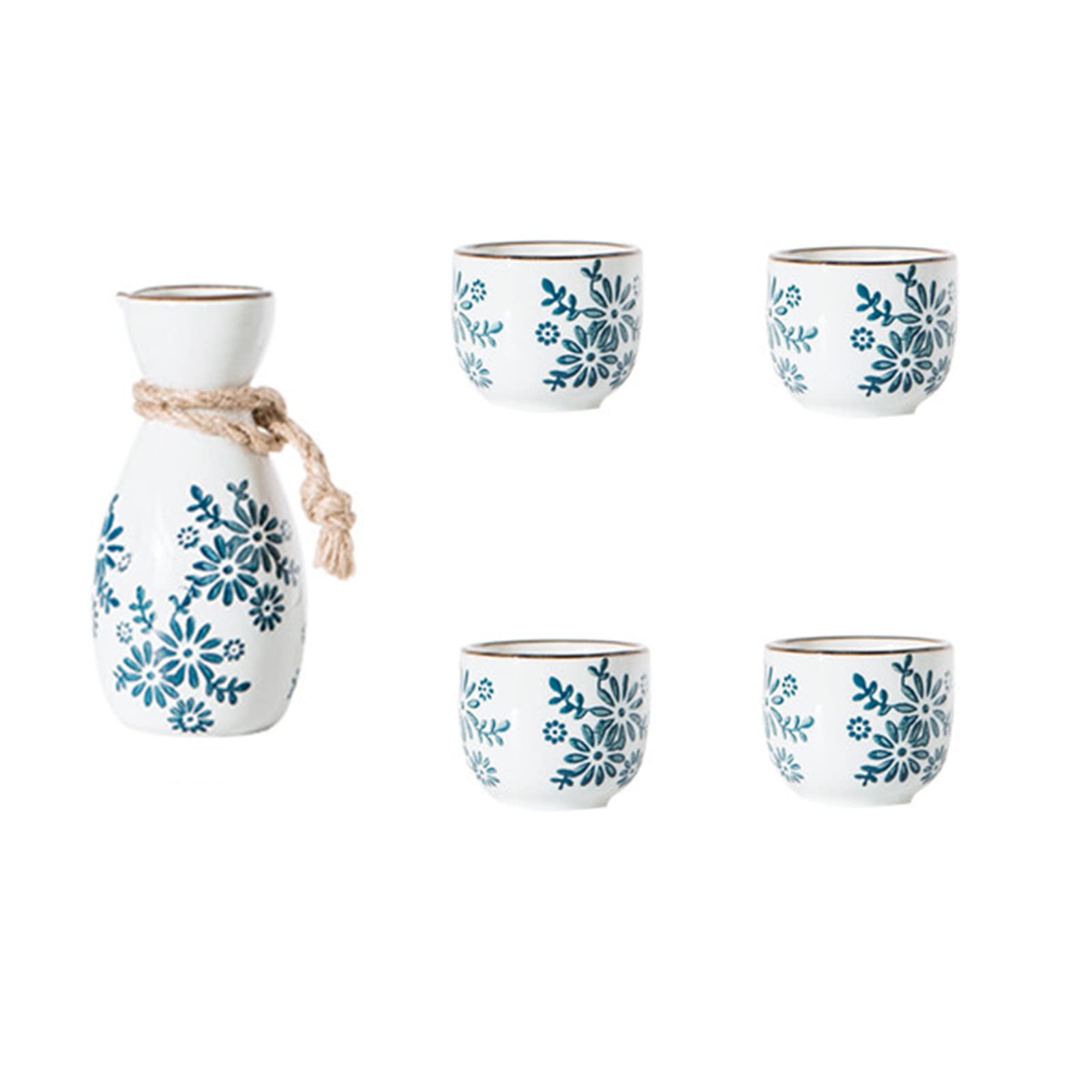 Juego de sake de cerámica japonesa ZEMMAL, el regalo tradicional elegante con 4 tazas
