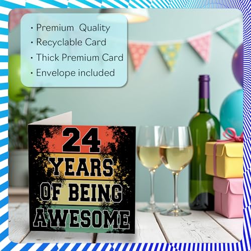 24th Birthday Cards for Men Women - Being Awesome - Happy Birthday Card for 24 Year Old Man Woman Brother Nephew Auntie Friend, 145mm Bday Greeting Cards - Image 2