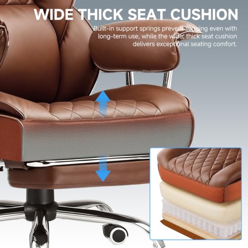Image of GTPLAYER Gaming Chair,Office Chair with Pocket Spring Lumbar Support, Ergonomic Comfortable Wide Office Desk Computer Chair with Outward Fixed Soft Armrests and Footrest(Brown)