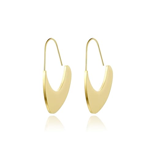 Miniatura 24 de Dainty Sterling Silver Hoop Dangle Earrings for Women, OUXi 18K Gold Plated Huggie Drop Earrings with Cubic Zirconia, Moon Star Small Hoop Earring