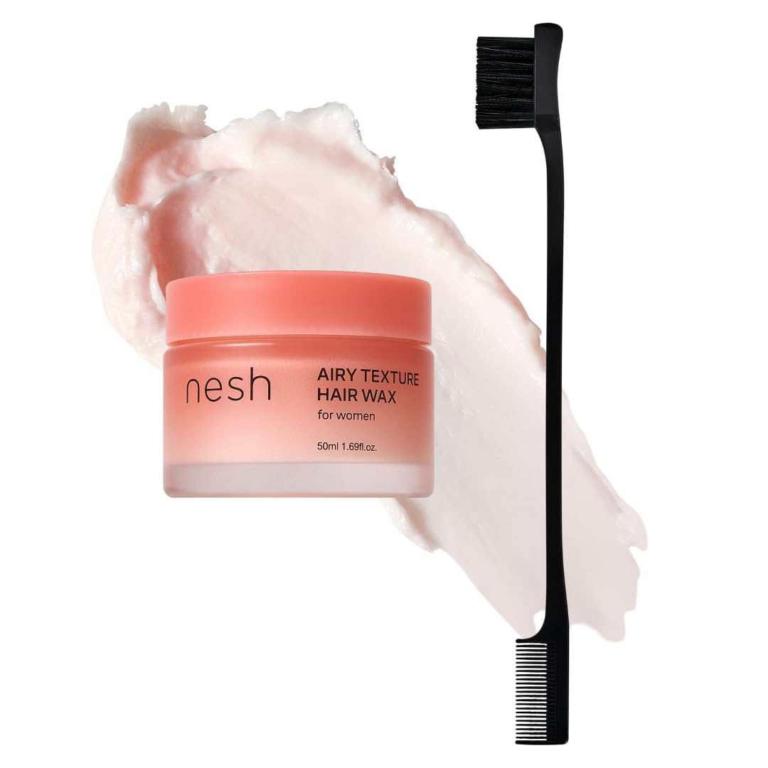 nesh Airy Texture Hair Wax & Dual Styling Brush Set – Korean Lightweight Wax for Natural Hold (Vegan) - 50ml