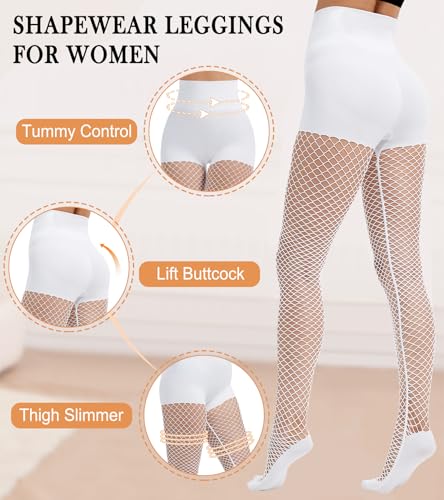 Image of Fishnet Stockings for Women Tummy Control Tights Shapewear Leggings Shaper | High Waist FishNet Pantyhose Retro Coarse Mesh High Elasticity Durable