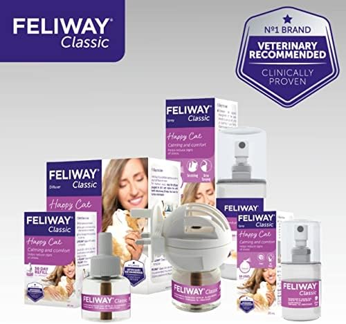 FELIWAY Classic 30 day starter kit. Diffuser and Refill. Comforts cats and helps solve helps solve behavioural issues and stress/anxiety in the home - 48ml, White