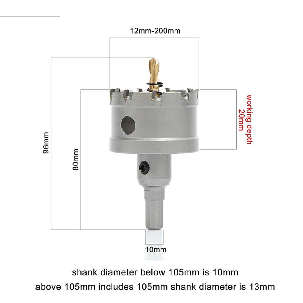 1 pz 15-50mm set di seghe a tazza in lega con punta in carburo TCT per trapano a carotaggio in metallo per foratura di metalli in acciaio inossidabile, 102mm