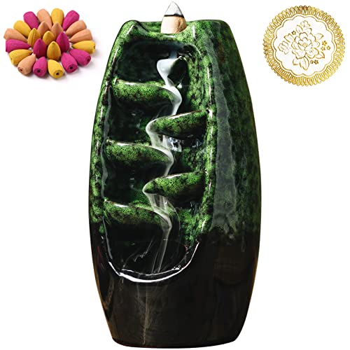 INONE Ceramic Incense Burner with Cones & Waterfall Backflow