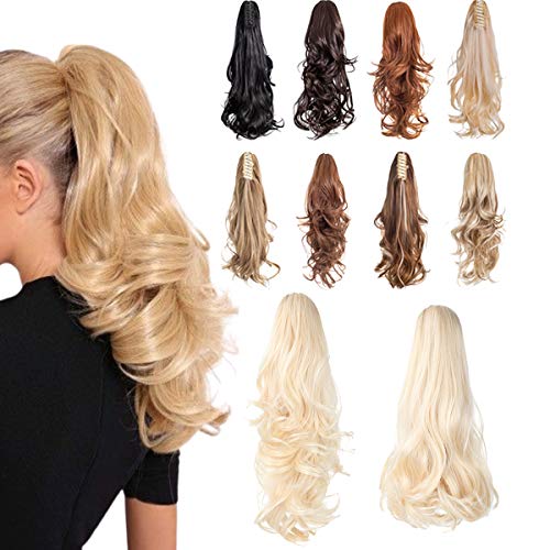 Mitrygreen Ponytail Extension 16" 18"Claw Curly Wavy Straight Clip in Hairpiece One Piece Long Pony Tails for Women