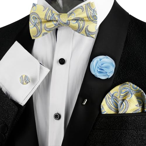 Image of Alizeal Mens 4pcs Vintage Paisley Bow Tie Set