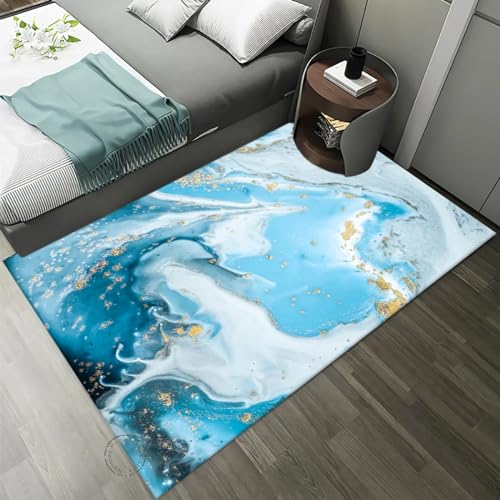 Tapis de sol antidérapant en fibre de polyester douce motif marbre - 2