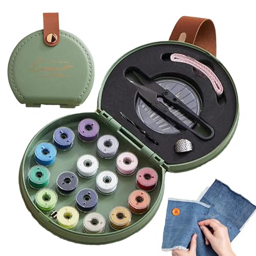 Xasbseulk Set De Costura | Estuche de s Doble Capa,Kit De Costura Para Hogar,para Zurcido Bordado Abalorios Tapicería Ganchillo Tejido Tela Principiantes Manualidades Acolchado Denim Jeans