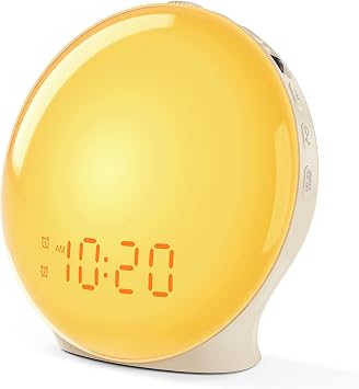 JALL Full-Screen Wake Up Light Sunrise Alarm Clocks for Bedrooms, White Noise Machine for Heavy Sleepers, 25 Natural Sounds, Dual Alarms, FM Radio, 17 Dimmable Colors, Bluetooth Speaker