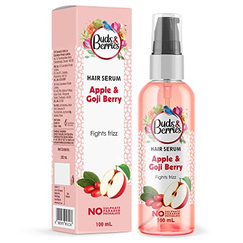 Image of Buds & Berries Apple and Goji Berry Frizz Control Hair Serum | Smooth, Frizz-Free, and Manageable Hair | 100ml | No Sulphate, No Paraben, No Phthalate